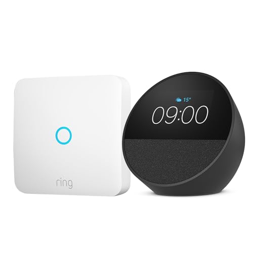 Amazon Echo Spot (última generación) | Negro + Ring Intercom Audio | Haz que tu interfono sea más inteligente
