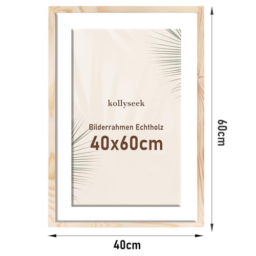 kollyseek Picture Frame 40 x 60 cm Real Wood with Mount Wooden Frame with Acrylic Glass Pine Wood Photo Frame with Shatterproof Acrylic Glass Panels Picture Frame Wood Room Decoration - Image 3