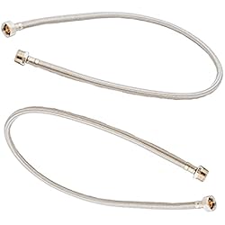 Manguito Fregadero Juego de 2 Latiguillos de fontanería. Rosca Macho - Hembra, 1/2 Pulgada, Manguera Largo 1 Metro. Manguitos con malla reforzada flexible de acero inoxidable