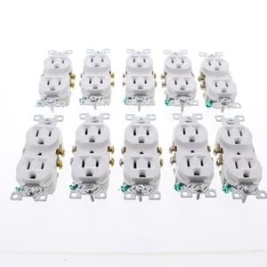 #US 10 White Commercial Grade Outlet Receptacles 5-15R 15A 125V CR15W