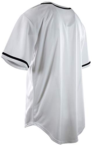 ChoiceApparel Camisa de beisebol masculina lisa de cor lisa, Branco, GG