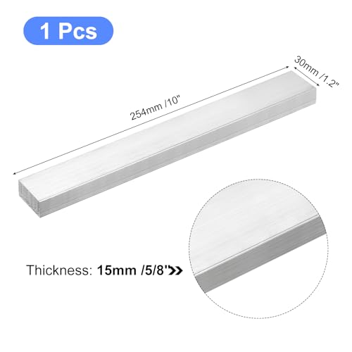 Image of uxcell Square Aluminum Flat Bar, 5 /8 inch Thick 1.2 inch Width 10 inch Length Square Aluminum Bar 6061 Aluminum Flat Plate, 16 x 30 x 254mm T6511 Solid New Mill Stock for Industrial Building