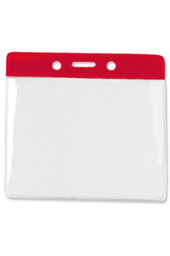 Extra Large (4 1/2 X 3 1/2 Insert) Horizontal Badge Holders with Red Color Bar by Specialist ID, Sold Individually