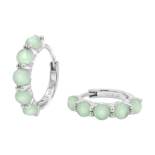 Boucles d'oreilles créoles NOELANI en argent 925 de haute qualité avec œil-de-chat