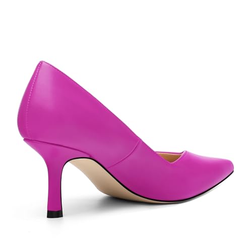 Image of Women Pointed Closed Toe 2.5 Inch Kitten Heel Slip On Pumps | Elegant Comfort Formal Dress Footwear, Versatile Ladies Shoes For Office Wedding Party Evening Daily Occasions