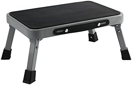TreeLen 1-Step 330lbs Capacity Folding Metal Step Stool, Portable Step Ladder, Non-Slip, Sturdy