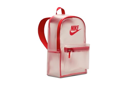 Nike Mochila infantil unissex de cristal (25L) (pequena grande, transparente/vermelho universitário/vermelho universitário, tamanho único
