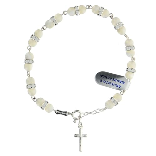 Holyart - Holyart Bracelet dizainier Nacre 6 mm rondelles carrées Cristaux Argent 925