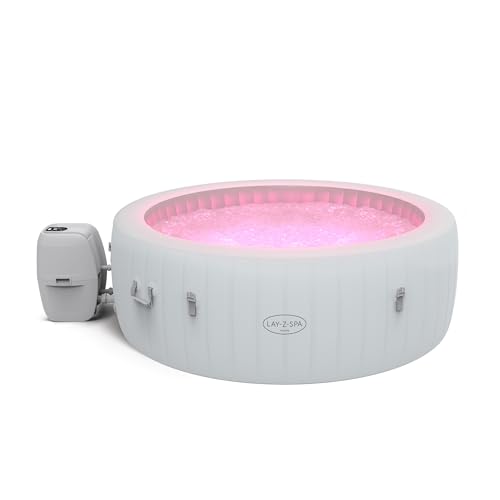 Lay-Z-Spa Paris Luxe AirJet Inflatable Hot Tub with 140 AirJets LED Lighting System FreezeShield Energy-Saving Timer & Ultra-Durable TriTech Construction Fits Up to 6 People