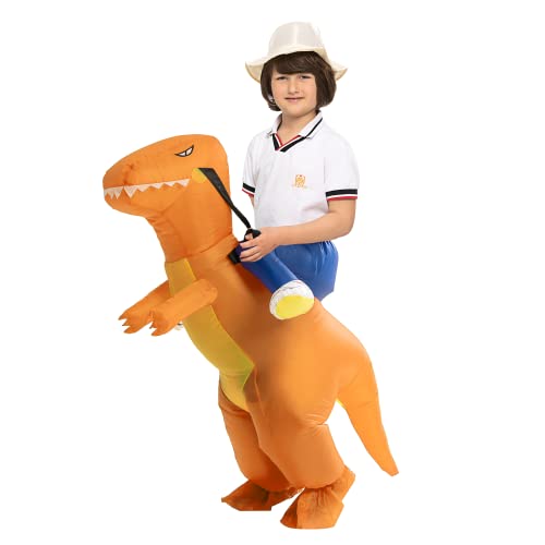 IRETG Costume de dinosaure gonflable pour enfant (convient pour 9 à 5,2 cm) Costume de dinosaure d'équitation pour enfants (Forange)