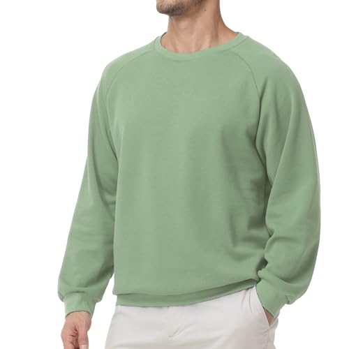 Men’s Crewneck Sweatshirt – Lightweight Cotton Pullover, Solid Color Long Sleeve for Casual and Layering