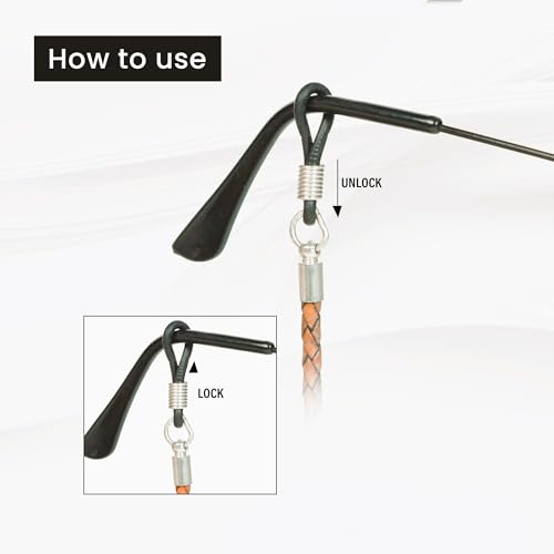 Image of GENIQUE Genuine Leather Glasses Strap, Eyeglass Chain,Eye Glasses holders around Neck, Sunglass Strap for Men