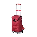 EDDGE Einkaufswagen Handwagen Klappbarer tragbarer Trolley Auto Einkaufswagen Kleiner Anhänger Aluminium Trolley Gepäckwagen Lebensmittelwagen (Color : Red)