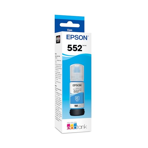 Image of Epson 552 EcoTank Ink Ultra-high Capacity Bottle Cyan (T552220-S) Works with ET-8500, 8550