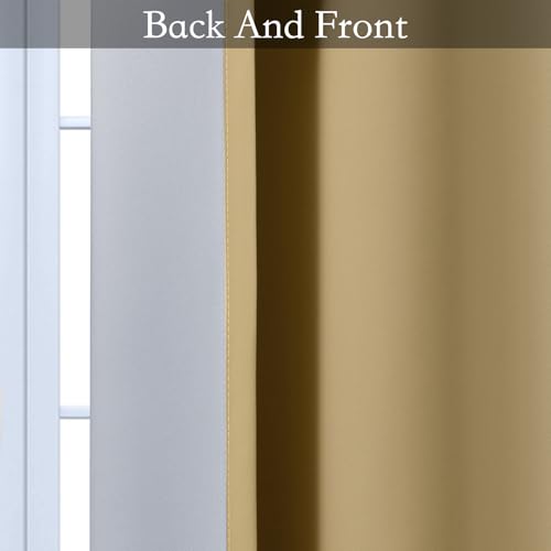 Image of SimpleHome Ombre Beige to Grey White Curtains for Living Room 52Wx96L | Room Darkening Curtains for Bedroom,Gradient Light Blocking Curtain,Thermal Insulated Grommet Window Drapes,2 Panels,96 Inch