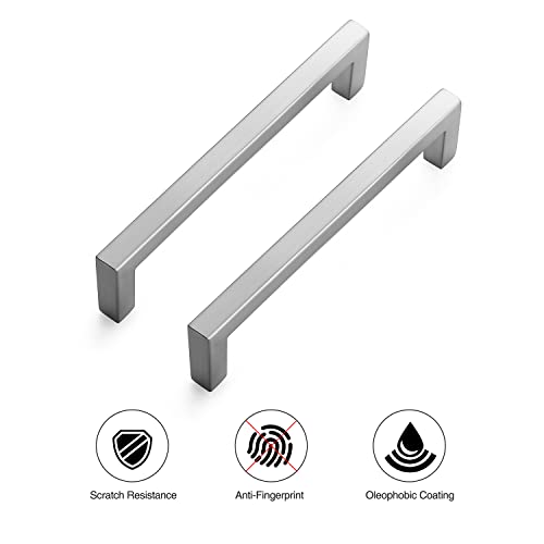 Image of Ravinte Satin Nickel Cabinet Handles Slim Cabinet Pulls, 5 Inch CC, 20 Pack | Slim Square Bar Grip, Smooth Drawer Pull Feel, Kitchen Cabinet Update, For Cupboards, Dressers, Drawers, Hardware Projects
