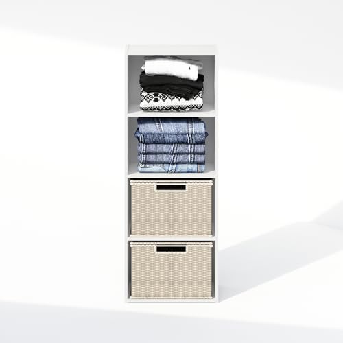 Image of Furinno Reed Closet Organizers and Storage, 4-Tier Closet Organizer, Open Shelf Closet Storage, for Wardrobe, Bedroom, Living Room, White