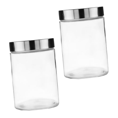 BEBEMOKO 2 botellas de almacenamiento para alimentos, recipiente sellado, tanque de almacenamiento, tarro vacío, color plateado