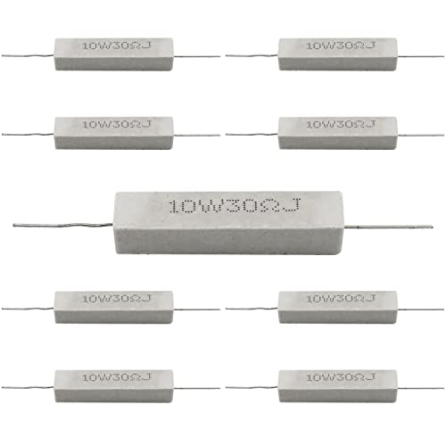 Dimlove Cement Resistor,10 Pcs 10W 30 Ohm 5% Axial Lead Wire Resistor White Wound Fixed Ceramic Resistors Wirewound Power Flame Heat Moisture Resistance Precharge Horizontal #TOP1