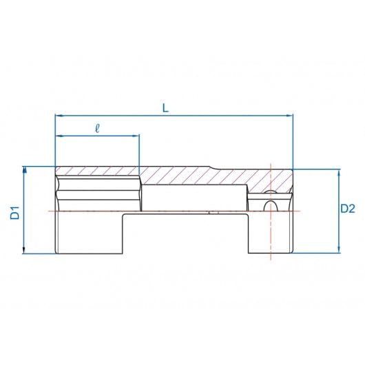 Vaso 1/2" 20mm para sonda Lambda Iveco con ranura lateral anticaída de cable 2