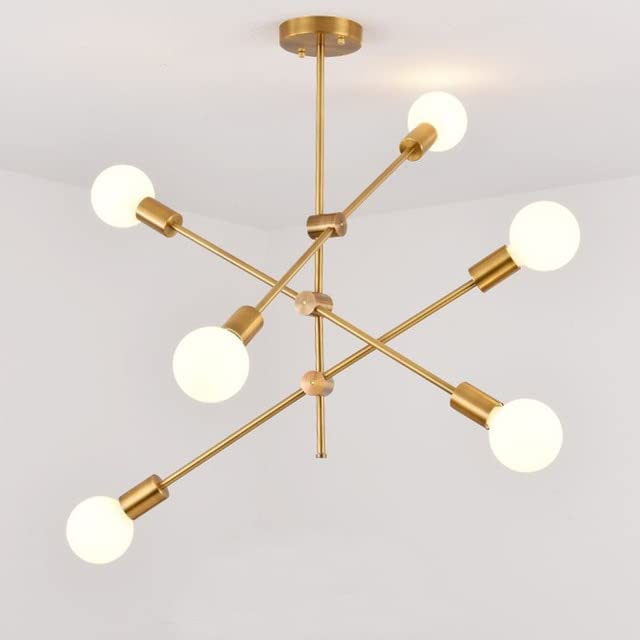 Candelabri de oro modernos colgante de techo accesorio de iluminación sputnik candelabro nórdico posmoderno lámpara colgante decoración moderna lustre,Color de pantalla:Golden 6 luci