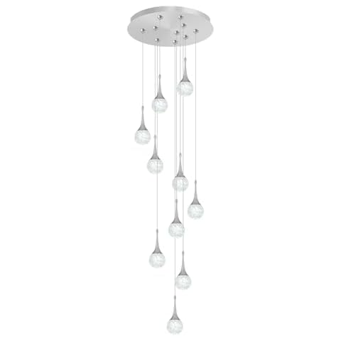Flashing God Crystal Bubble Chandelier 10-Lights Silver Modern Led Crystal Chandeliers Lamparas de techo Long Spiral Chandeliers for High Ceilings Staircase Large K9 Crystal Chandelier Cover