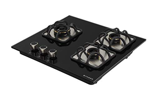 Image of Faber Glass, Mild Steel Hobtop Imperia 603 BRB Ci Bk 3 Brass Burner Auto Electric Ignition Glass and Mild Steel Top (Black)