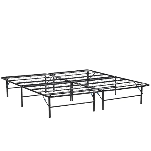 Image of Nestl Foldable Metal Platform Bed Frame - Cal King Size Foundation | Steel mattress foundation with 13-Inch high under-bed storage space. Basic assembly with rigid support bars.