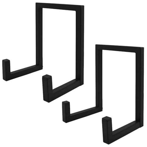 2Pcs Vinyl Record Holder,Metal LP Display Racks Wall Mount,Record Shelf Organizer Stands,Wood U-Shaped Design for CD Storage Display,Picture Frame,Plate,Dish,Photo Easel,Books,Matte Black