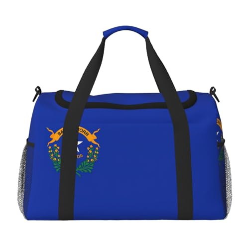 Nevada State Flag print Travel Duffle Bag Gym Bag for Women,Puffer Tote Bag,Weekender Overnight Bag Organizer