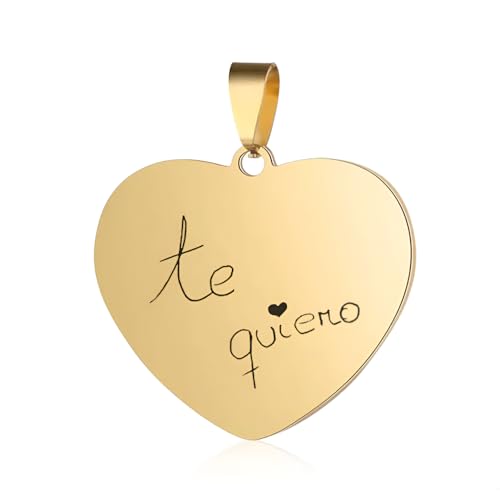 Collar mujer personalizado corazón dorado | Collar grabado | Collar mujer | Collar corazón | Collar personalizado mujer (Letra Manuscrita)