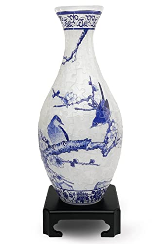 Pintoo 3D Puzzle Vase Unique Flower Vase Made By 160 Curved Plastic Puzzle Pieces House Warming Gift For Flower Arrangements And Home Decoration - S1025 (Translucent, Magpies On Plum Tree) #TOP22