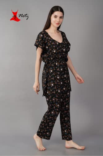 Image of Noty Girl's /Women's- Night Suit Set | Kaftan With Payjama | Rayon Fabric - Printed | Nightdress