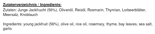 Nature’s Charm Jackfruit, Confit aus junger grüner Jackfrucht, ATG 110 g, 1 x 200 g