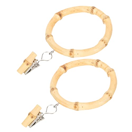 SOLUSTRE 2Pcs Natural Curtain Rings with Clips Decorative Shower Curtain Hooks Non Slip Drapery Eyelet Holders for Bathroom and Window Treatments