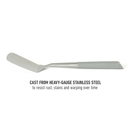Image of Calphalon Edge Solid Turner, Cooking Spatula, Kitchen Spatula, Stainless Steel Turner with Silicone Heat Resistance Handle, Nonstick-Safe Spatula with Ergonomic Handle (Taupe)