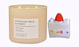 Pistachio Milk & Honey - White Barn-Bath/Body Work- 3-Wick Scented Candle 14.5 OZ Burns 25-45 Hours and Strawberry Cake soap (Label Artwork Varies)