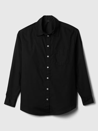 Image of Gap Women Solid Loose Fit Full Sleeves Collared Blouse