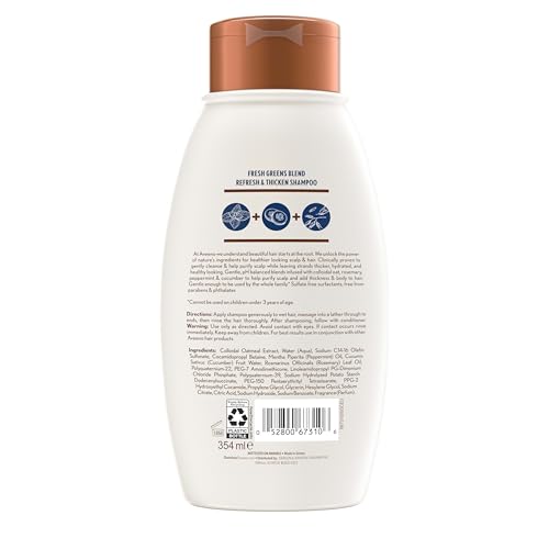 Aveeno, Fresh Greens Blend Sulfate-Free Shampoo with Rosemary, Peppermint & Cucumber to Thicken & Nourish, Clarifying & Volumizing Shampoo for Thin or Fine Hair, Paraben-Free, 12oz (Pack of 2) - image 9