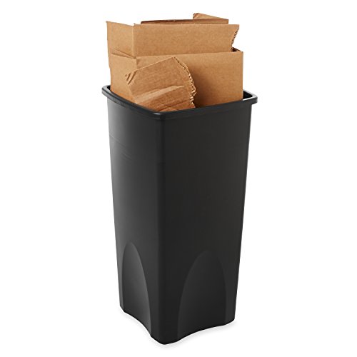 Image of Rubbermaid Commercial Products Untouchable Square Trash /Garbage Can, 23-Gallon, Black, Wastebasket for Outdoor /Restaurant /Office /School /Kitchen