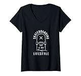 Damen Skateboarden ist mein Lifestyle-Hobby Leidenschaft für Skateboard T-Shirt mit V-Ausschnitt