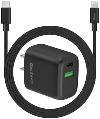 [MFi-Certified] iPhone Charger Fast Charging, 2-Port 20W USB C Charger Block with 5FT USB C to Lightning Cable, Fast Charging Block for iPhone 14/13/12/11/XS/XR/X/iPad/AirPods Pro (Black)