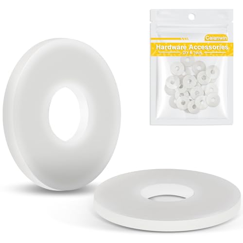 Caianwin 25Pcs M5 Washers White Nylon Flat Washers DIN9021 Plastic Washers for M5 Bolts Screws & Nuts
