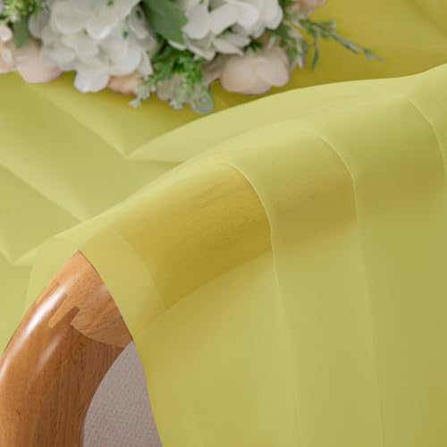 Image of OVZME Sheer Curtains 84 Inches Long 2 Panels Set, Light Filtering Transparent Lightweight Soft Window Treatment Panels for Study Room Living Room Guest Room, Each 42W x 84L Inches, Lemon