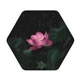 Untersetzer aus Leder mit Lotusblüte, für Getränke, volle Breite, rutschfest, Tischschutz, Untersetzer (mehrere Formen), 6 Stück