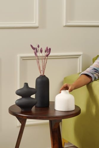 Image of PUREZENTO Moonlight Vase Black and White Set of 3 Matte Finish Ceramic Designer Flower Vase for Home Decor Centre Table Room Side Corner