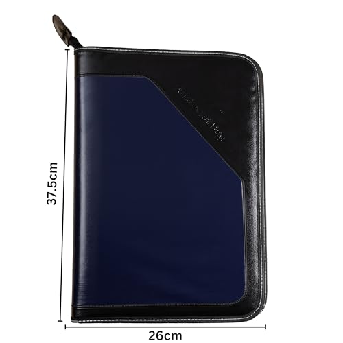 Image of SPS PU Leather 36-Pocket A4 File Organizer - Professional Document Holder for Certificates, Legal Documents, Home, Office, School Use (Blue)