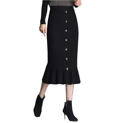 Women's Autumn and Winter Warm Knit Skirt High Waist Slim Fit Fashionable and Versatile Office Mid Length Fishtail Skirt