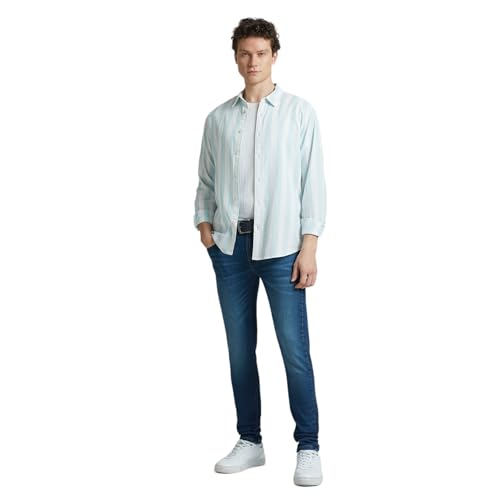 Image of Pepe Jeans Men's Casual Shirt | Striped Shirt for Men| Regular Fit | Vertical Stripes | Full Sleeve | Available in Plus Size