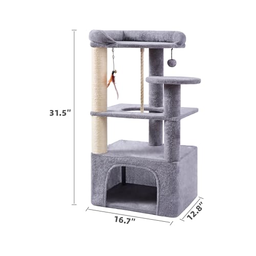 Árbol para gatos de 31.5 pulgadas con sisal y piso suave miniatura 2